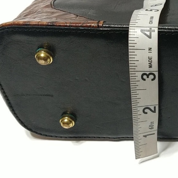 Brahmin Glossy Black and Textured Brown Shoulder Bag - Picture 14 of 15